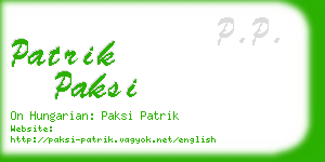 patrik paksi business card